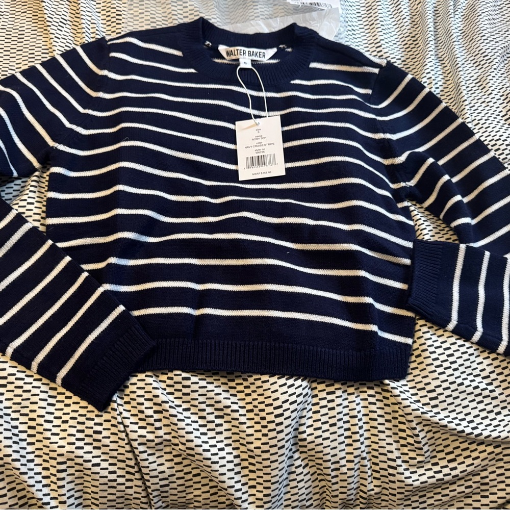 Walter Baker Navy and Cream Striped Knit